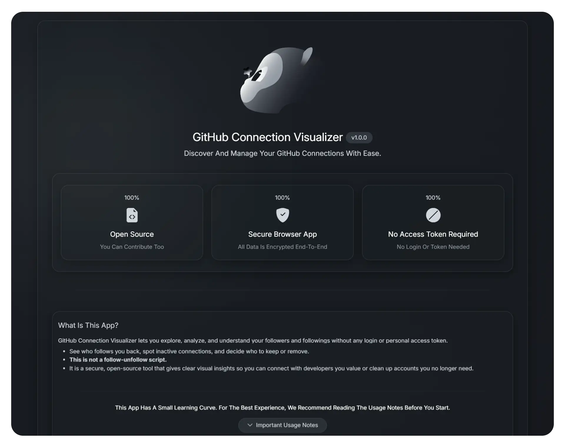 Welcome image of the GitHubConnection Visualizer