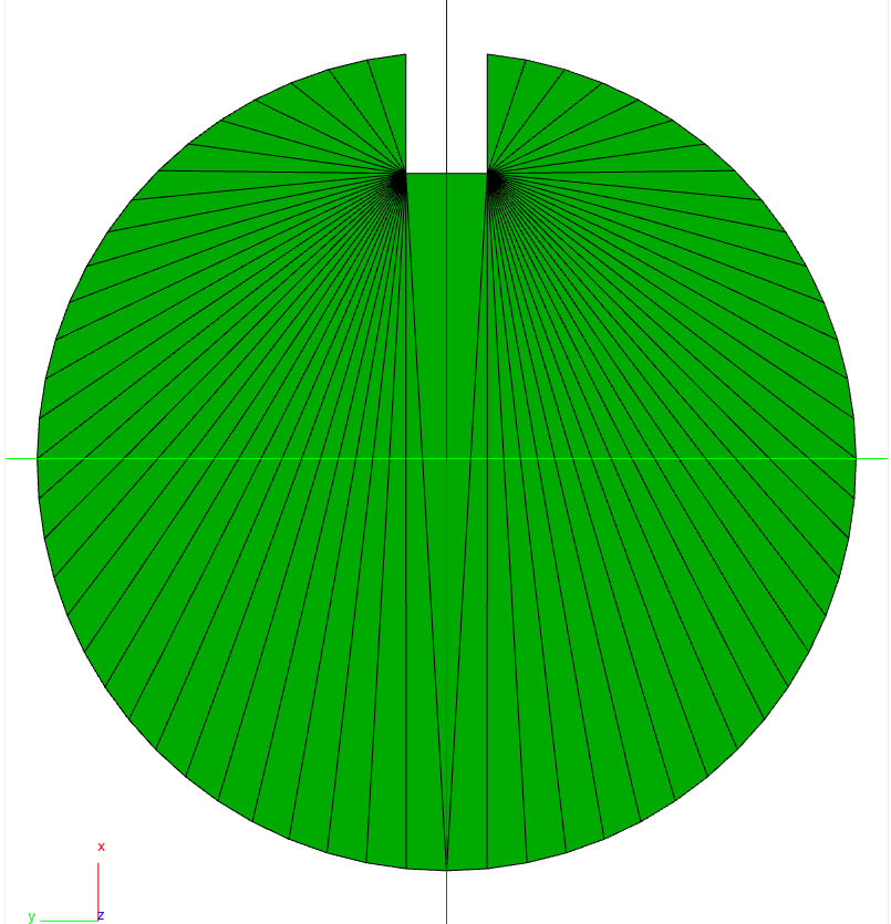 top down view of a circle with a notch taken out of it