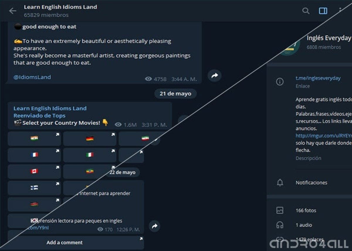 Canales de Telegram para aprender idiomas