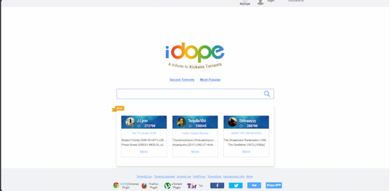 iDope tiene una interfaz que recuerda a la de Google, pues consiste en un potente buscador de torrents