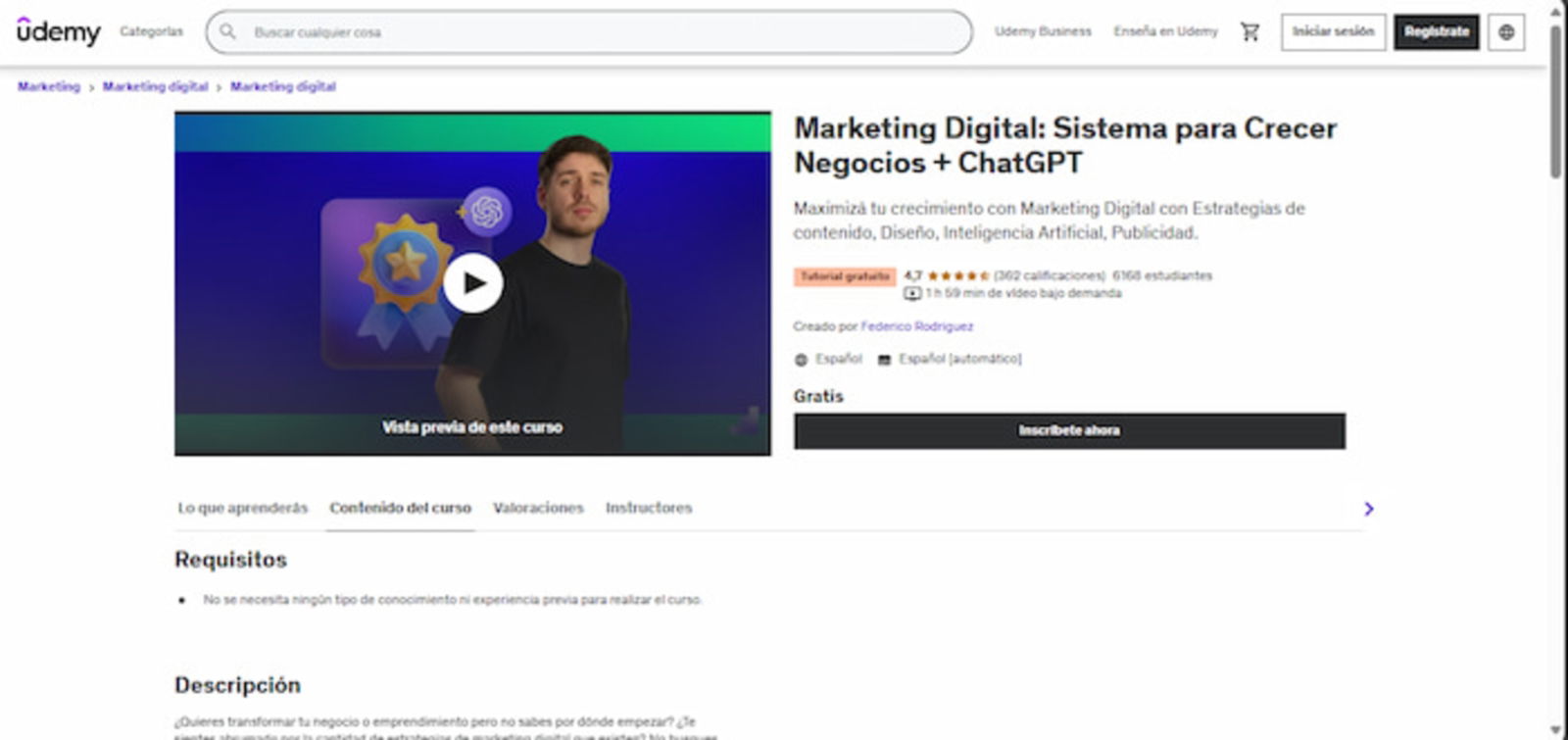 Con este curso de Udemy podrás aprender a usar la IA para acelerar el crecimiento de tu marca personal y tu emprendimiento en redes sociales