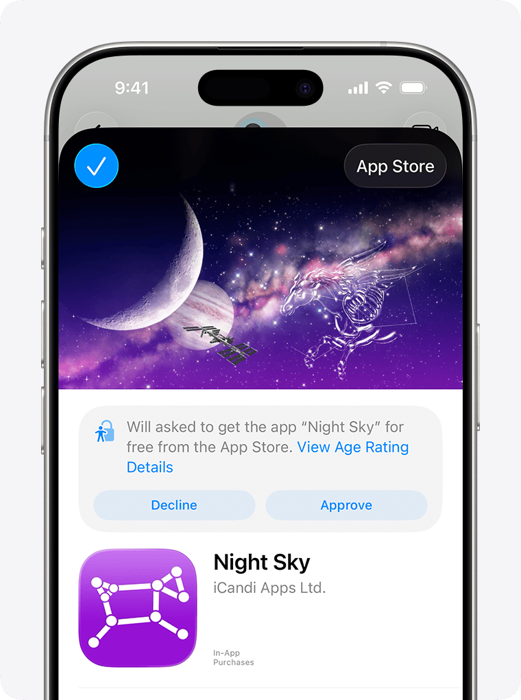 iPhone screen showing how to Approve or Decline an Ask To Buy request from your child.