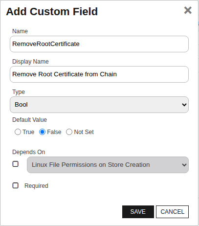 RFJKS Custom Field - RemoveRootCertificate