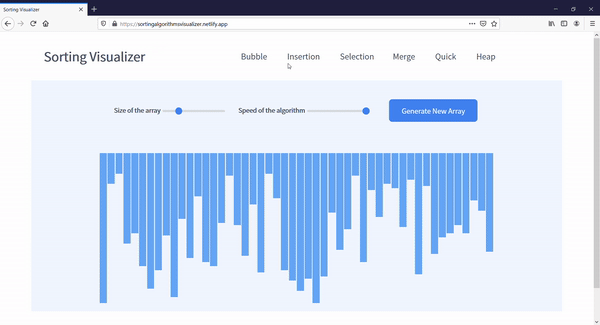 sorting visualizer output
