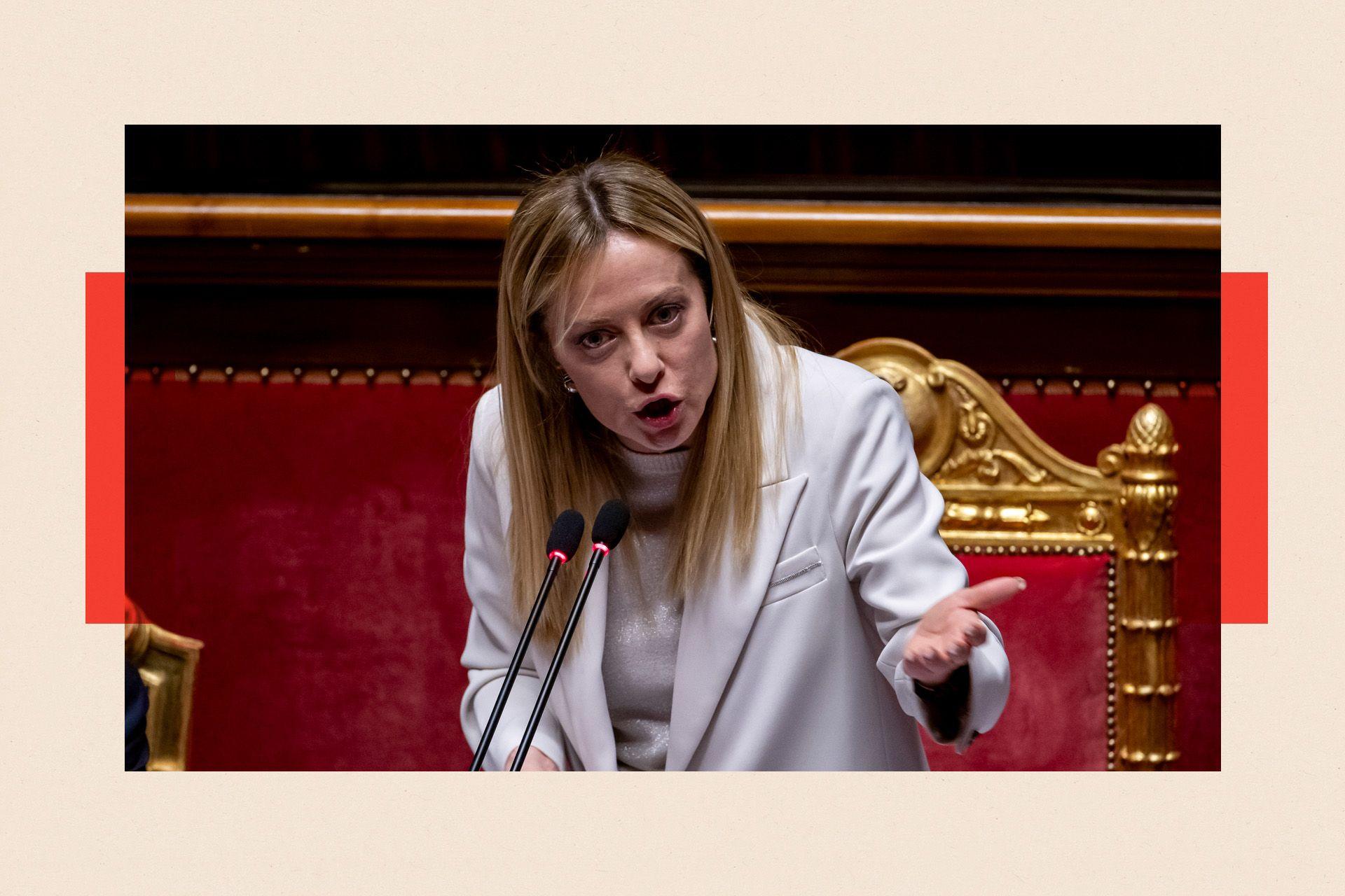 Italian Prime Minister Giorgia Meloni addresses the Senate