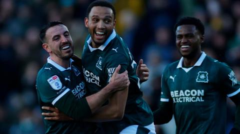 Plymouth celebrate a goal