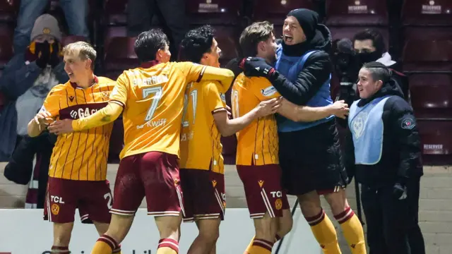 Motherwell players celebrate