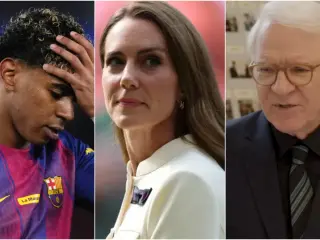 De izquierda a derecha vemos a Lamine Yamal, Kate Middleton y Steve Martin.