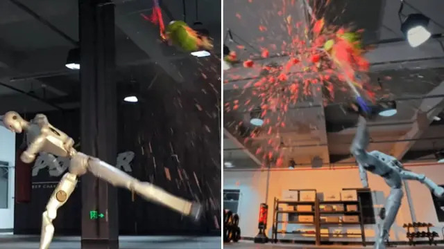 Unitree G1 rompiendo sandías.