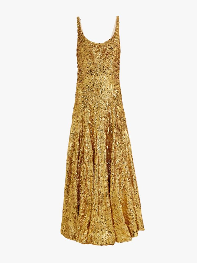 Image may contain: Clothing, Dress, Evening Dress, Formal Wear, Fashion, Gown, and Coat