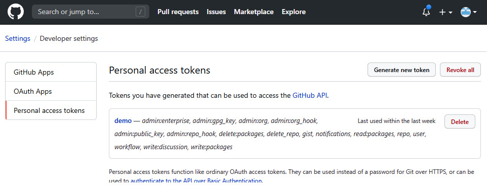 Figure 2.3 – The screen for getting the token
